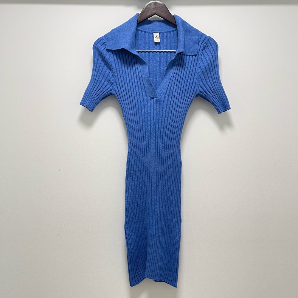 JS71 Mykonos Ribbed Polo Short Sleeve Blue Mini Dress Size Small - Picture 2 of 14
